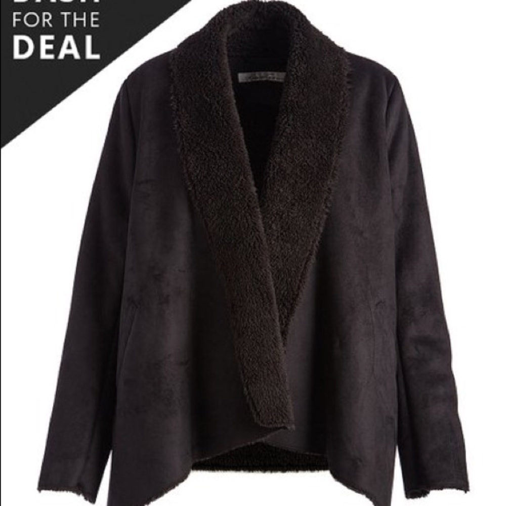 Faux Shearling Drape-Front Jacket